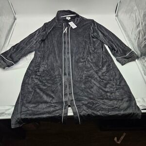 Aria Collection Black Short Zip Robe Plush Velour 3X 22W 24W